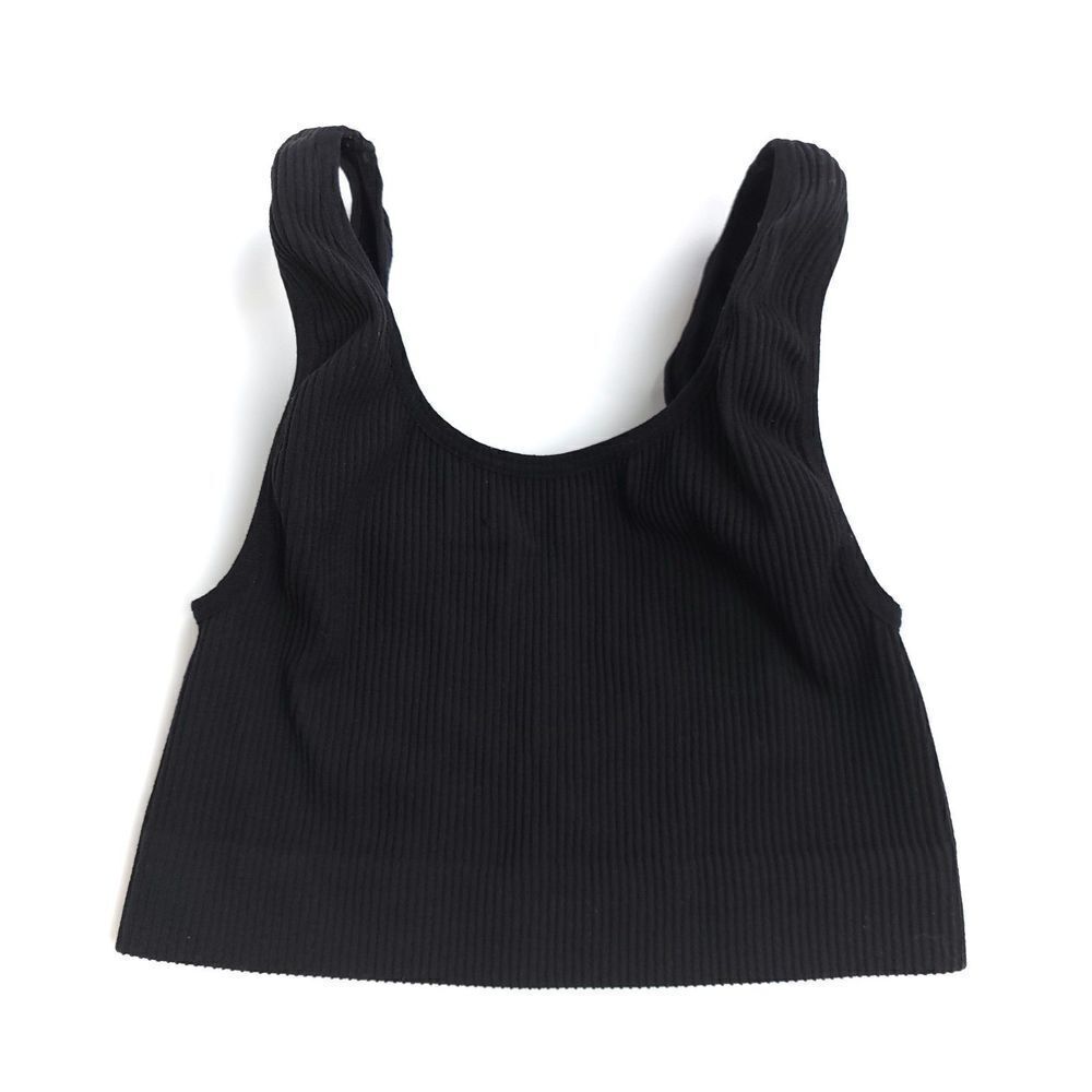 ARITZIA Sunday Best Low Scoop Back Ribbed Knit Crop Tank Top Womens Small Black